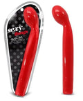 Scarlet red slim sex toy with smooth rounded tip
