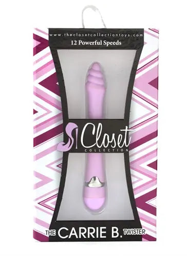 Pink Carrie B. Twister clitoral vibrator in retail box
