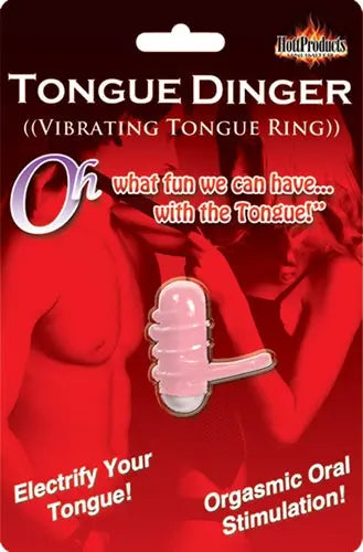 Magenta vibrating tongue ring in blister pack
