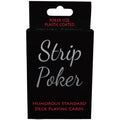 Playing card deck box, black with "Strip Poker" text