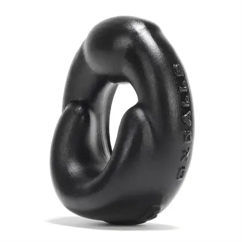 Black U-shaped padded cock ring with grip studs along outer edge