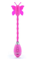 Pink butterfly-themed wand with ridged handle and bulb base