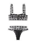 Not Your Bitch Lace Bra and Cutout Panty Set - Black - S/m