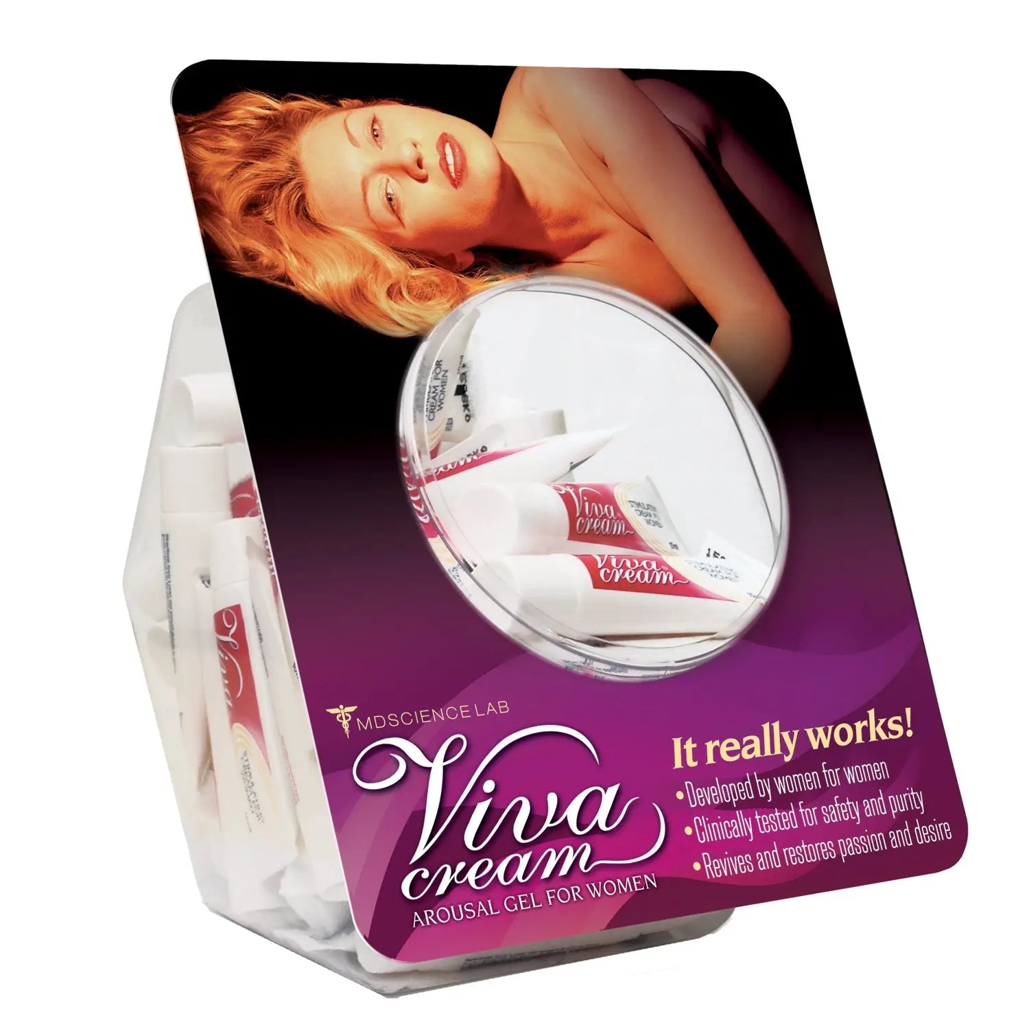 Cream tub with silver lid and small white Viva cream tubes, retail pack