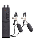Vibrating nipple clamp set with control unit and two black clamps