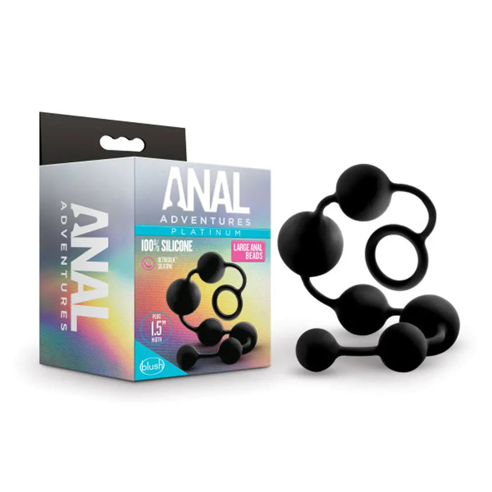 Anal Adventures - Platinum - Silicone Large Anal Beads - Black – body-safe silicone | Fu'Cha Exotics