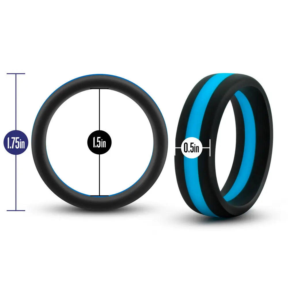 Performance - Silicone Go Pro Cock Ring - Black/blue/black – body-safe silicone | Fu'Cha Exotics