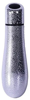 Textured silver cylindrical showerhead with central nozzle opening