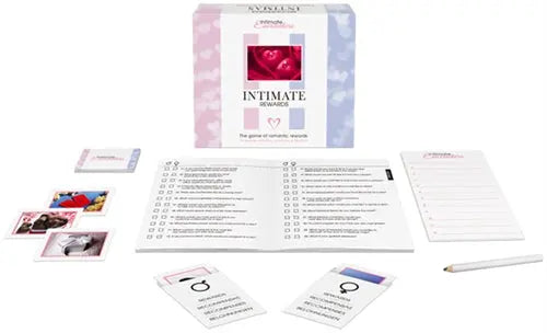 Intimate Rewards card and instruction set with box, booklets, and cards