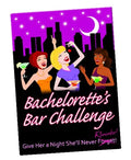 Bachelorette's Bar Challenge card game box with illustrated party women and purple title art