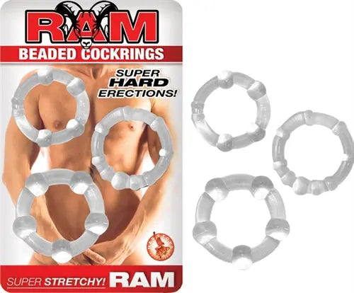 Ram Beaded Cockrings - Clear – body-safe materials | Fu'Cha Exotics