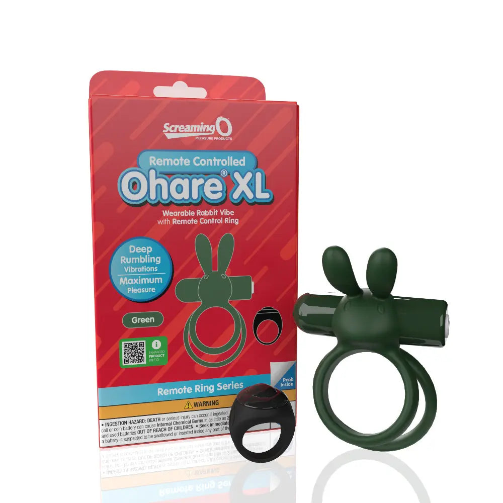 Screaming O Remote Controlled Ohare XL Vibrating Ring - Green – body-safe materials | Fu'Cha Exotics