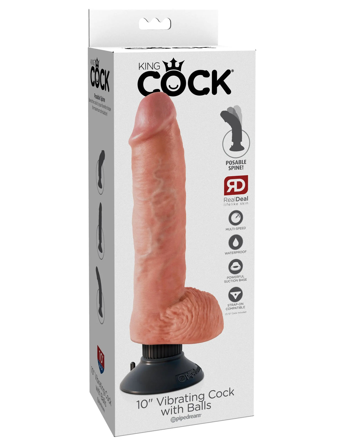 King Cock 10-Inch Vibrating Cock With Balls - Flesh – body-safe materials | Fu'Cha Exotics