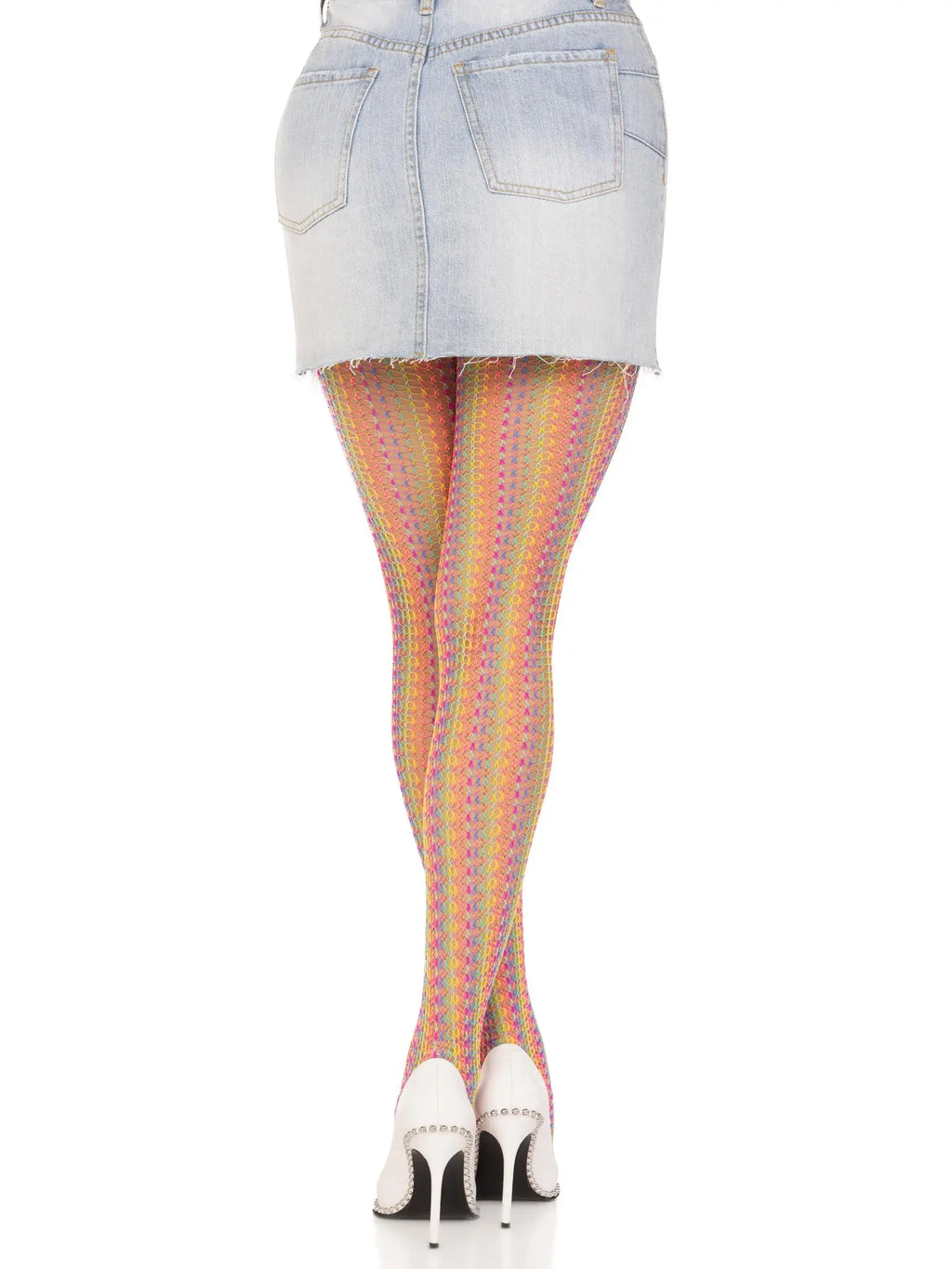 Rainbow Crochet Net Tights - One Size - Multicolor – nylon | Fu'Cha Exotics