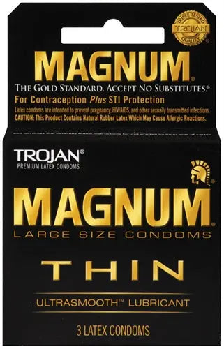Trojan Magnum Thin condoms, 3-pack latex, ultrasmoot lubricated