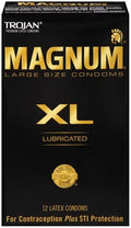 Condom box, Magnum XL large size, lubricated latex condoms, 12 pack