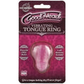 Vibrating tongue ring in clear blister, silver-tone curved ring with capsule tip