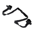 Black adjustable fabric strap with two buckles and padded loops
