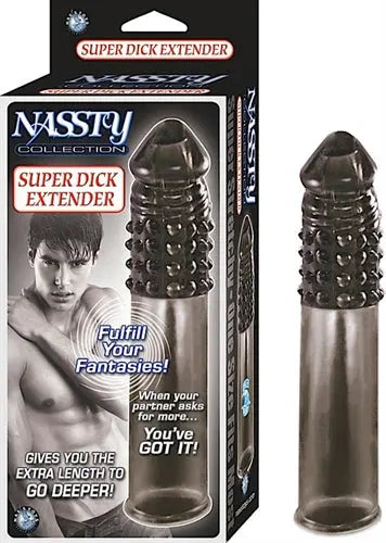 Black penis extender sleeve with raised ridged grip texture