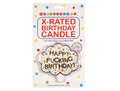 Novelty birthday candle in package, 'X-RATED BIRTHDAY' text
