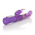 Purple jackrabbit-style massager with curved handles and ridged grip