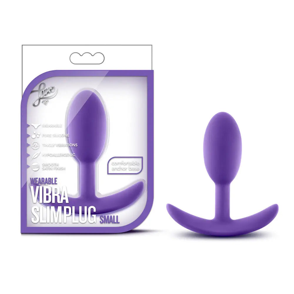 Luxe - Wearable Vibra Slim Plug - Small - Purple – body-safe materials | Fu'Cha Exotics