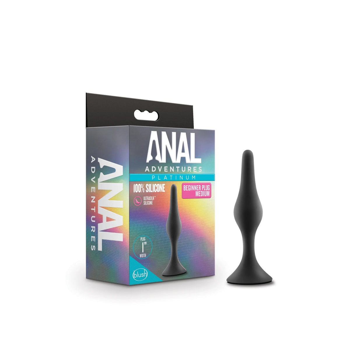 Anal Adventures Platinum - Silicone Beginner Plug - Medium - Black – body-safe materials | Fu'Cha Exotics