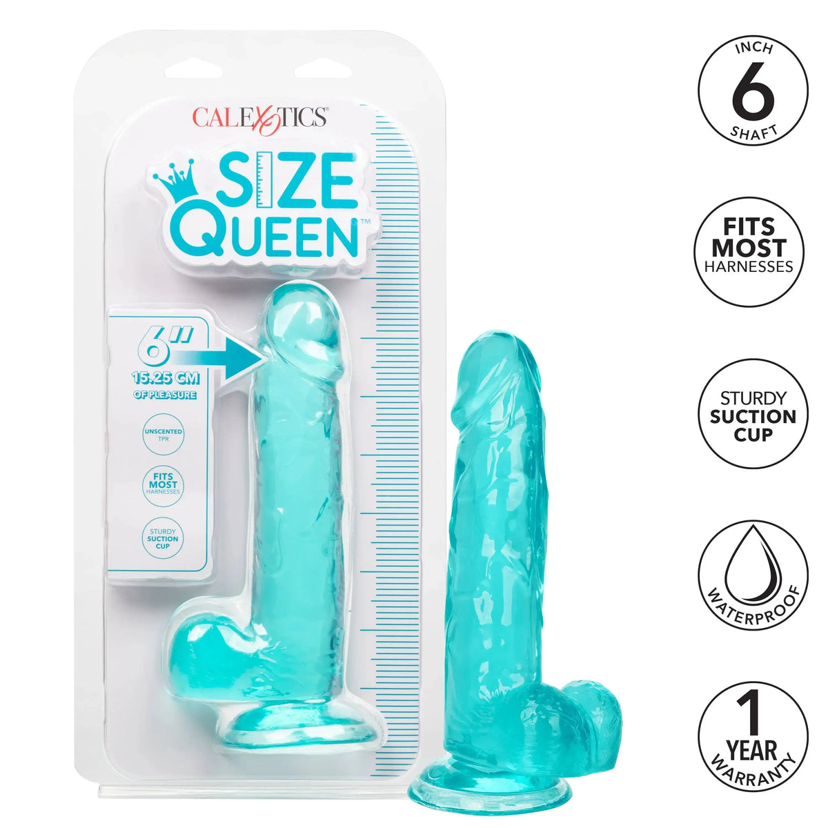Size Queen 6 Inch - 15.25 Cm - Blue – body-safe materials | Fu'Cha Exotics