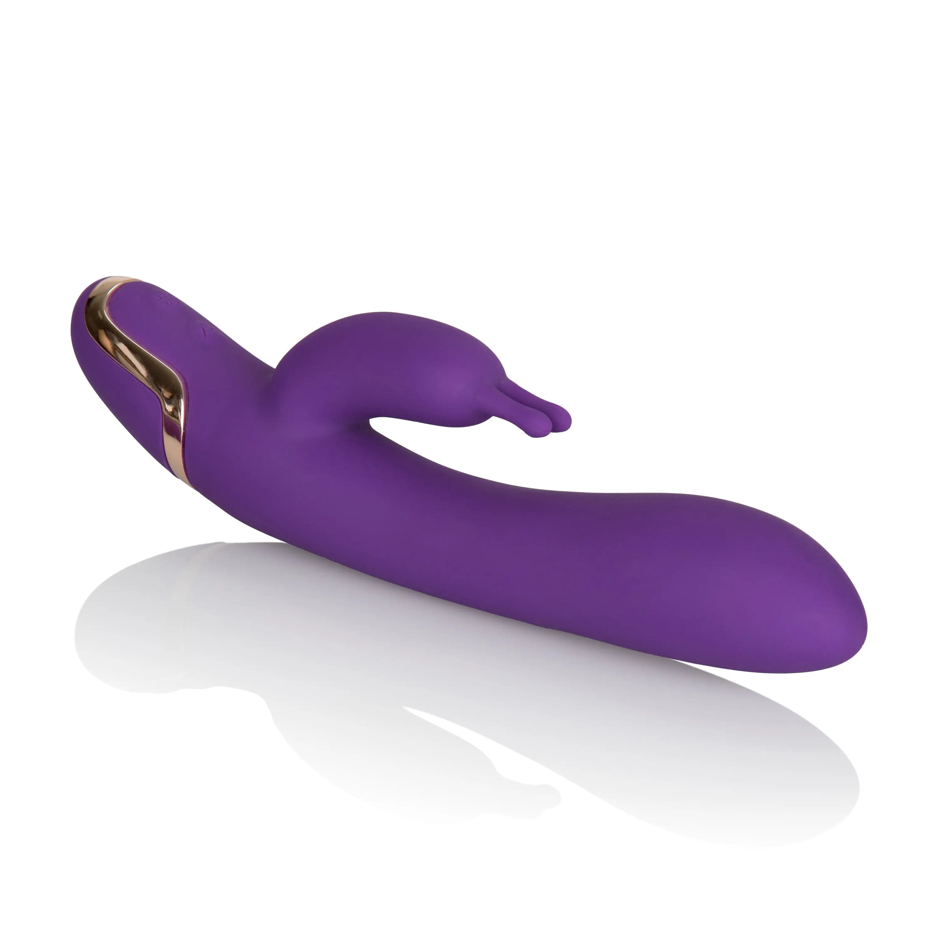 Purple curved massager with hand strap and finger loop