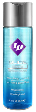 ID Glide 2.2 fl oz water-based lubricant, blue bottle with silver cap