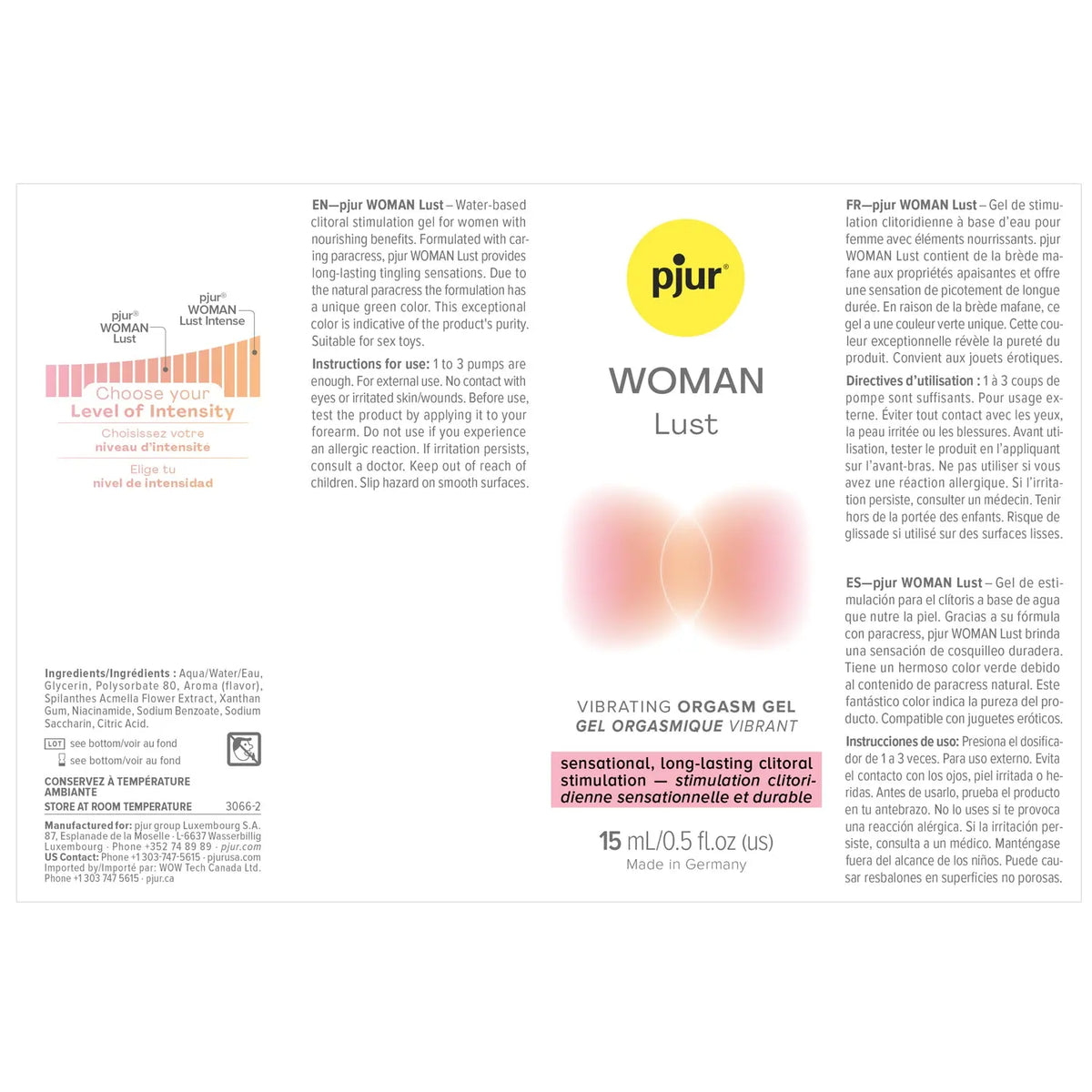 Pjur Woman Lust Orgasm Gel 15 ml – body-safe materials | Fu'Cha Exotics