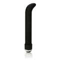 Black curved silicone massager with silver contact base
