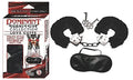 Black handcuffs with matching blindfold, novelty accessory set