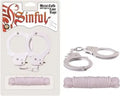 White metal handcuffs with keys and attached rope detail