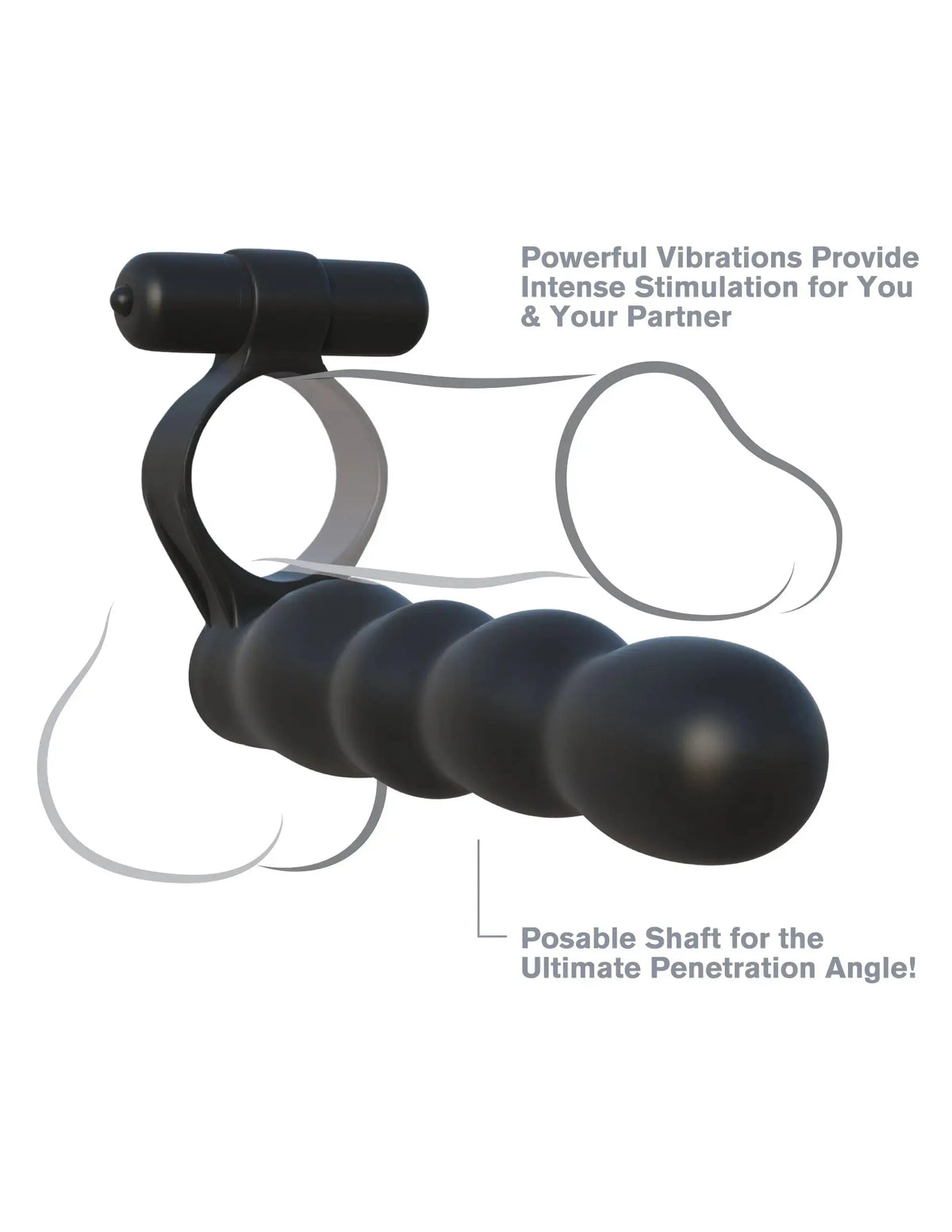 Fantasy C-Ringz Posable Partner Double Penetrator - Black – body-safe materials | Fu'Cha Exotics