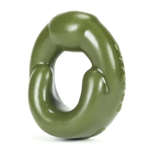 Army-green padded U-shaped cockring with oval opening