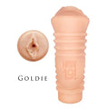 Hey 19 stroker masturbator by Goldie, light pink ridged sleeve with open tip