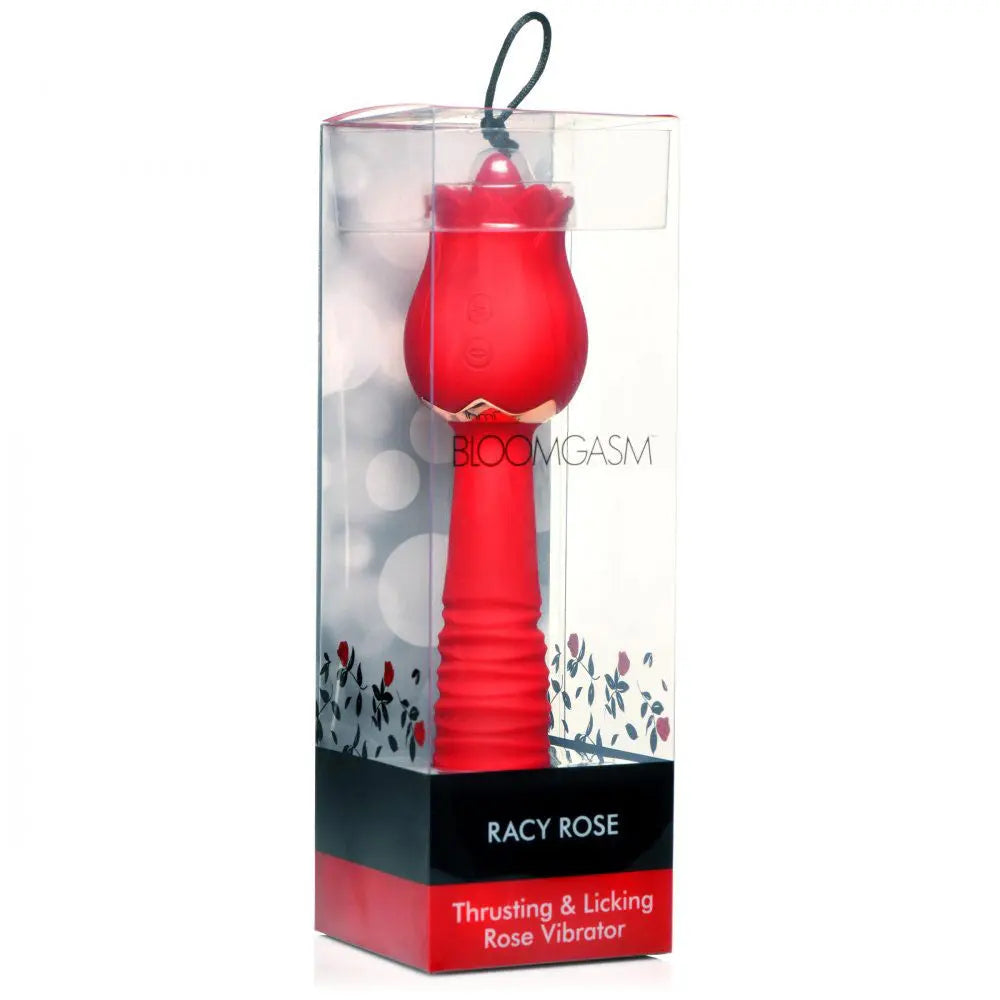 Bloomgasm Racy Rose Thrust and Lick Vibrator - Red – body-safe materials | Fu'Cha Exotics