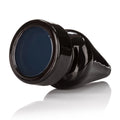 Black glossy butt plug with flared base and rounded tip
