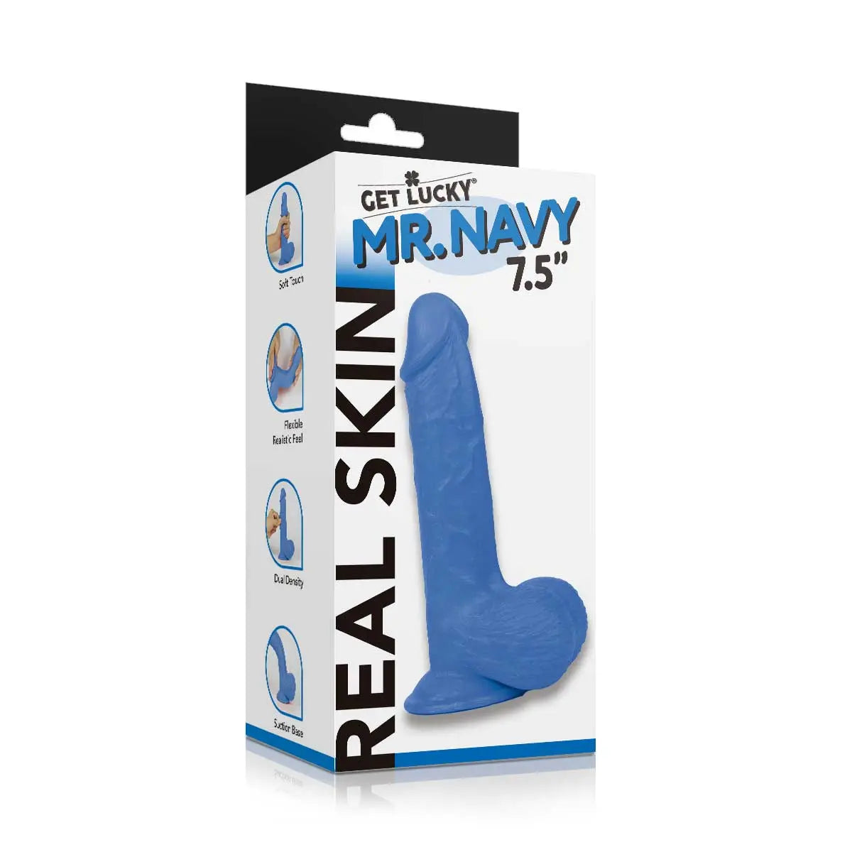 Real Skin Mr. Navy 7.5" Dual Layer Dildo – body-safe materials | Fu'Cha Exotics