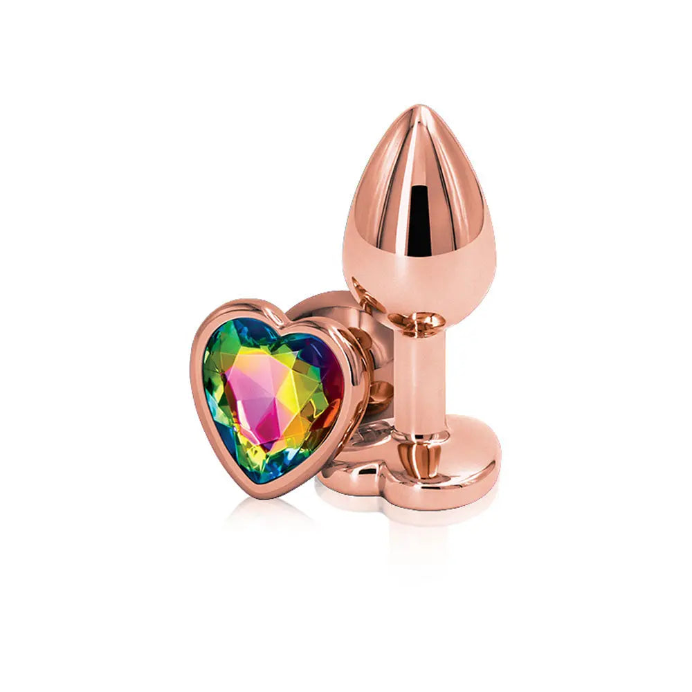 Rear Assets - Rose Gold Heart - Small - Rainbow – body-safe materials | Fu'Cha Exotics