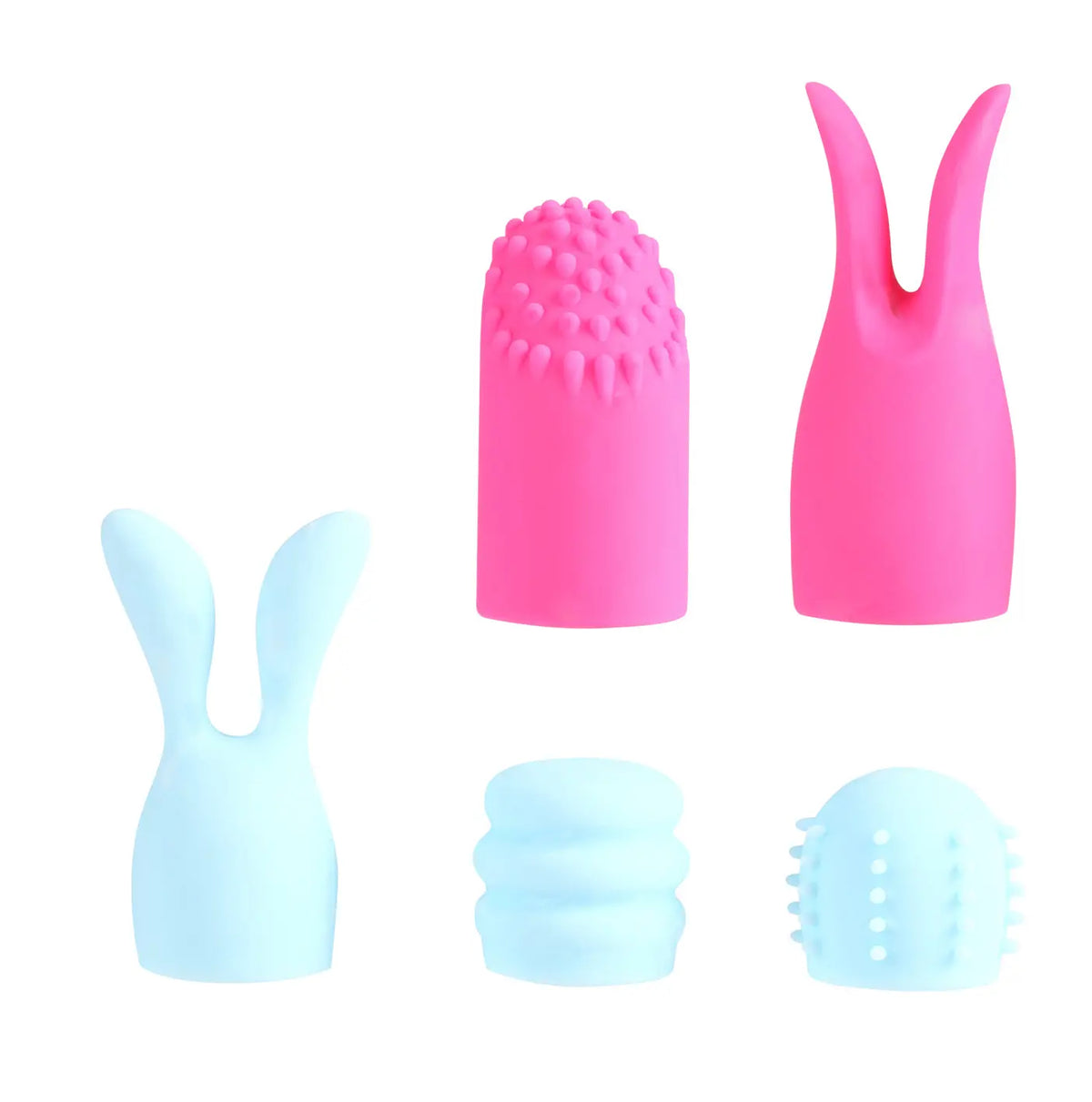 Quinn 5 Piece Silicone Attachments - Pink/blue – body-safe materials | Fu'Cha Exotics
