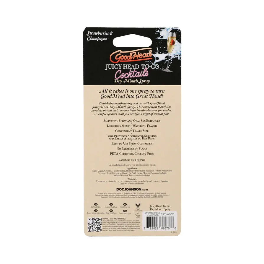 Goodhead Juicy Head Cocktails Dry Mouth Spray to-Go - Strawberries/champagne – body-safe materials | Fu'Cha Exotics