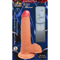 Realistic vibrating flesh-colored adult toy with suction base and remote controller