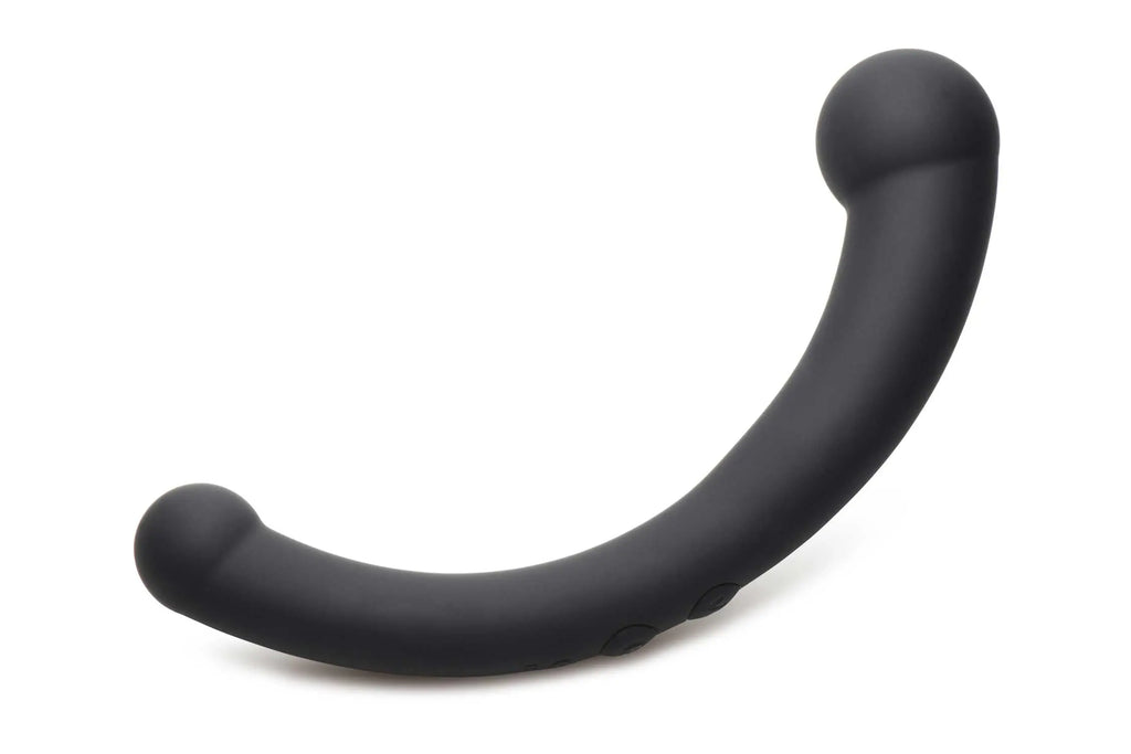 10x Vibra-Crescent Silicone Dual Ended Dildo - Black – body-safe materials | Fu'Cha Exotics