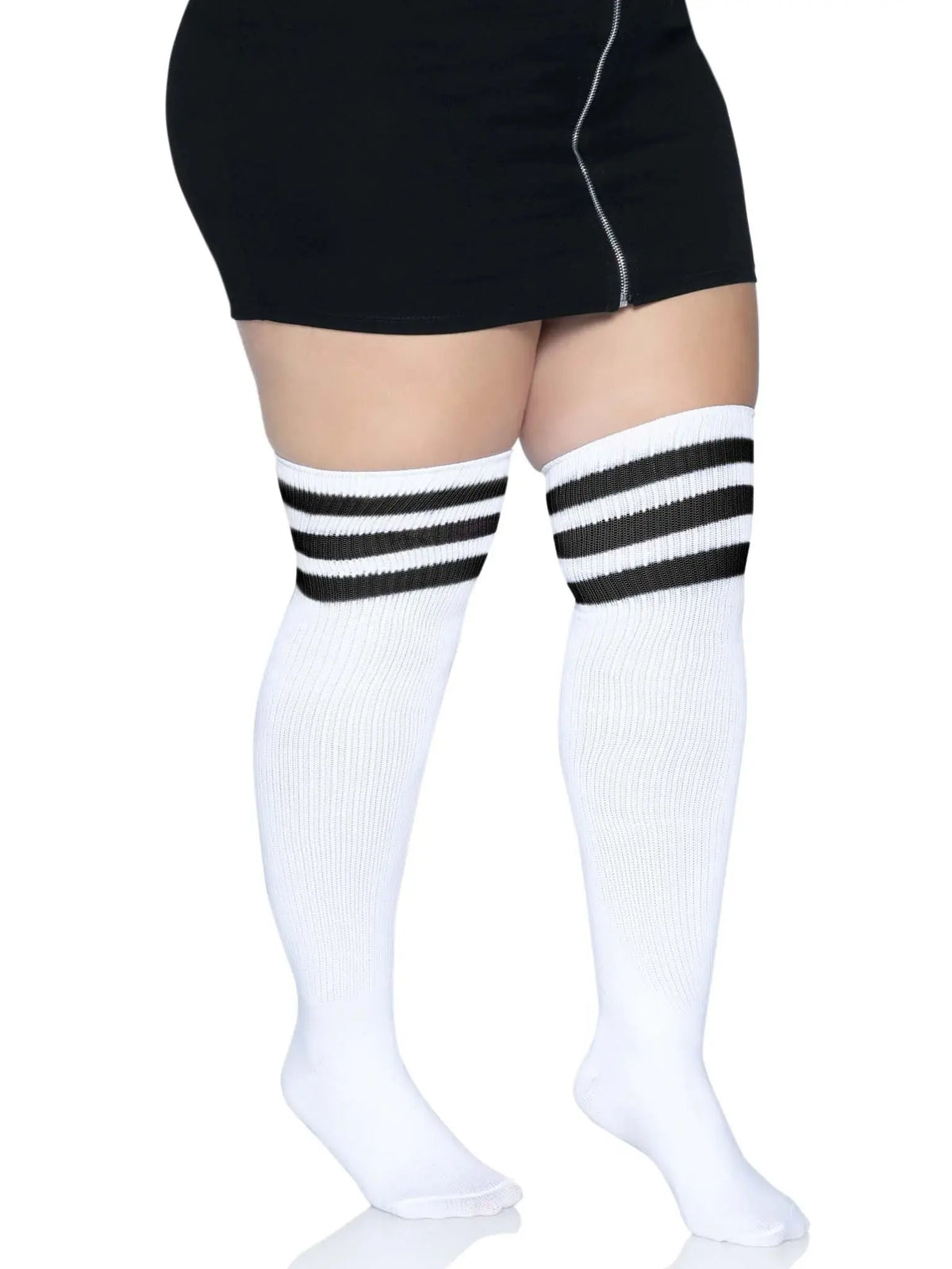 Over the Knee Athletic Socks - 1x/2x - White/black – body-safe materials | Fu'Cha Exotics