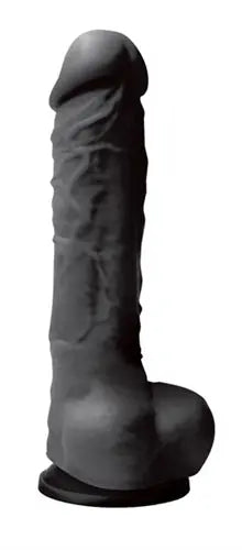 Black silicone dildo with curved base