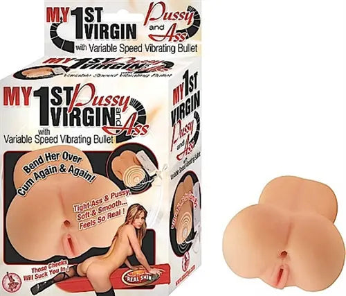 Flesh-colored masturbator sleeve with visible opening and inner texture, toy