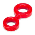 Red silicone cock ring with two linked ball rings