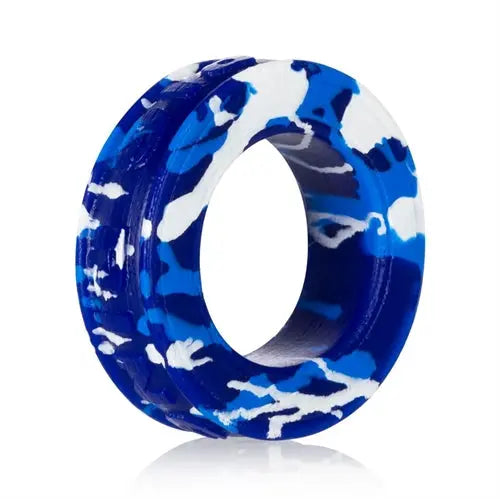 Comfort cockring with blue-and-white camo patterned ring